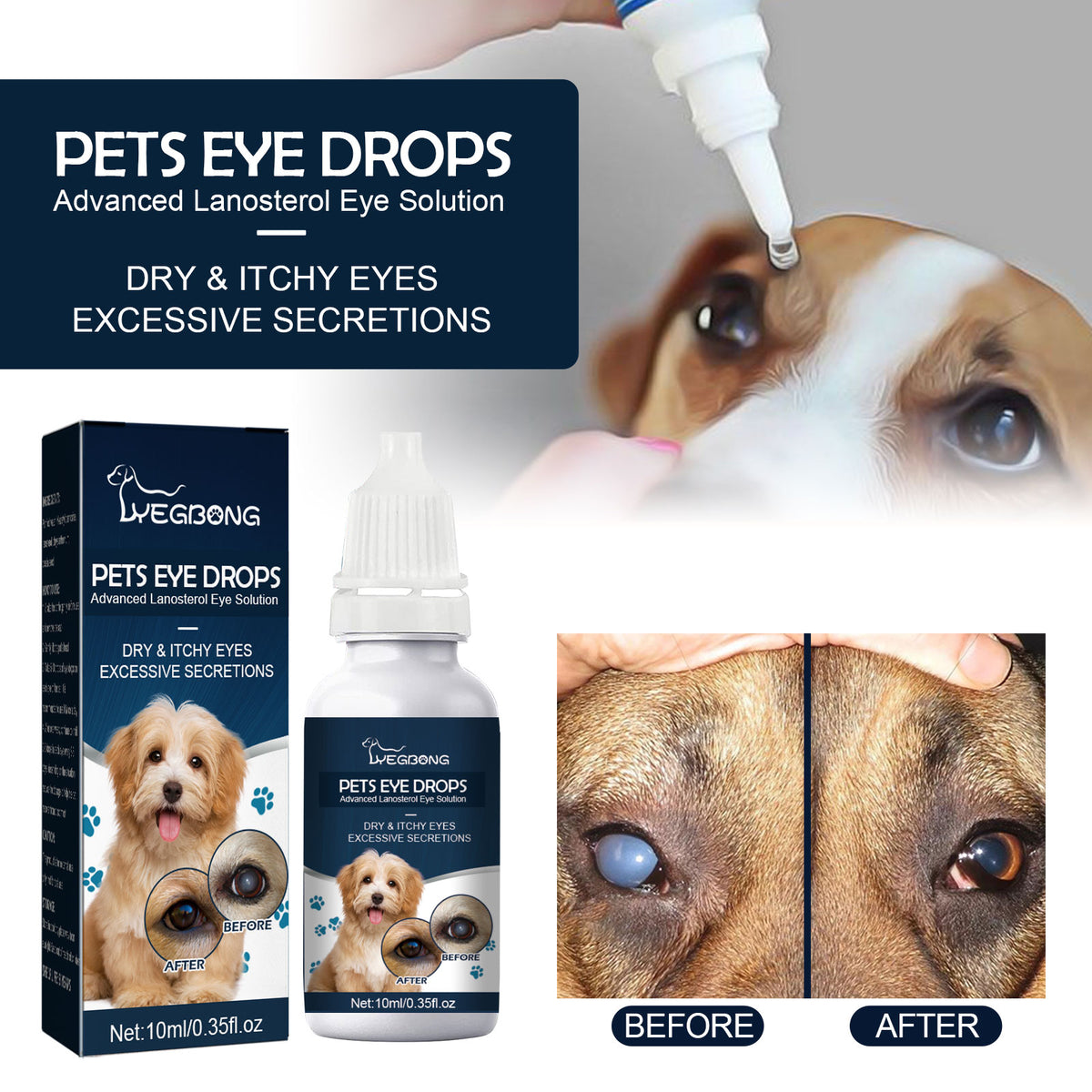 Soothing Eye Drops & Tear Stain Remover for Dogs & Cats