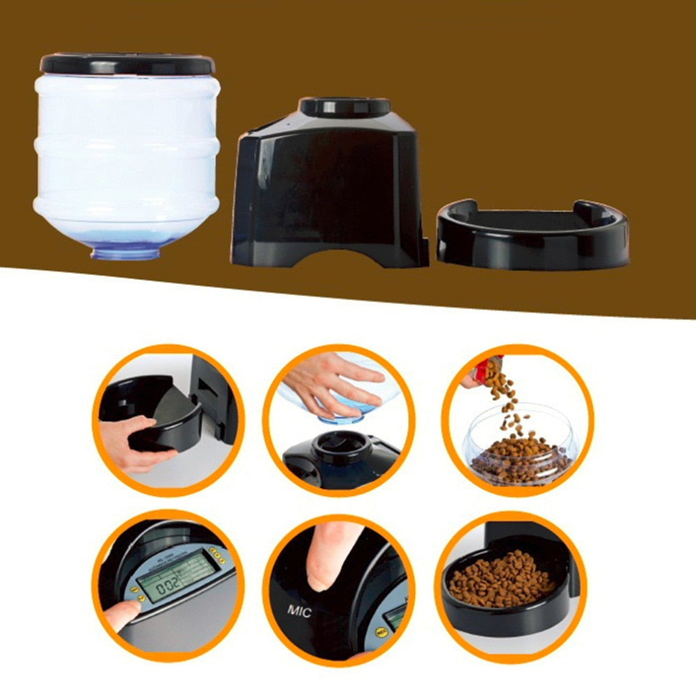 Automatic Pet Feeder with Voice Recording & LCD Screen