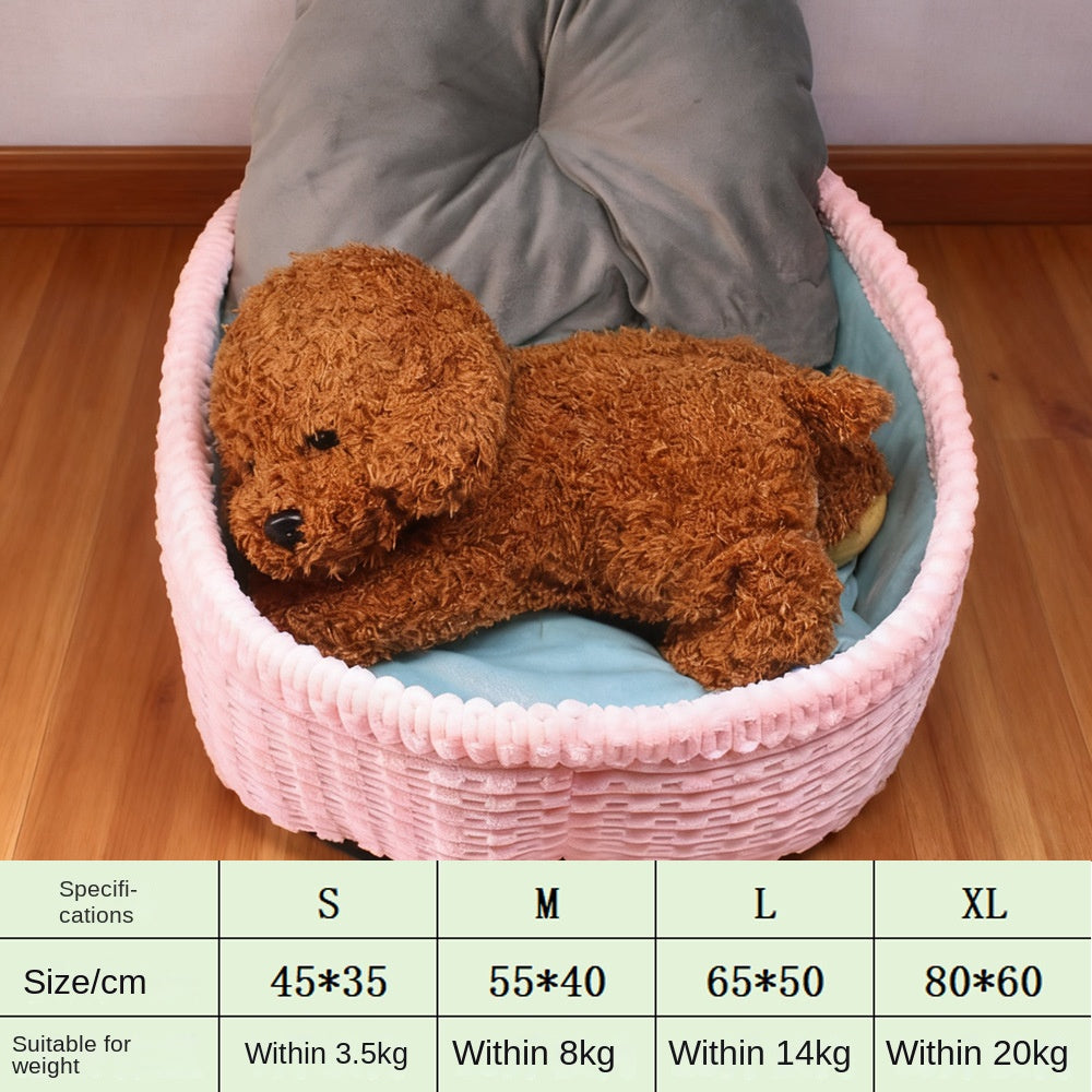 Half-Enclosed Winter Warm Dog House & Pet Bed