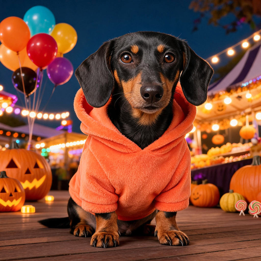 Halloween Pumpkin Pet Hoodie Costume Fleece Warm Dog Cat Hoodie with Leash Clip