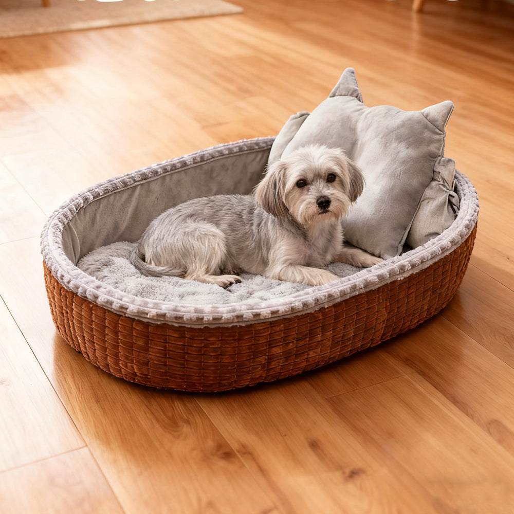 Half-Enclosed Winter Warm Dog House & Pet Bed