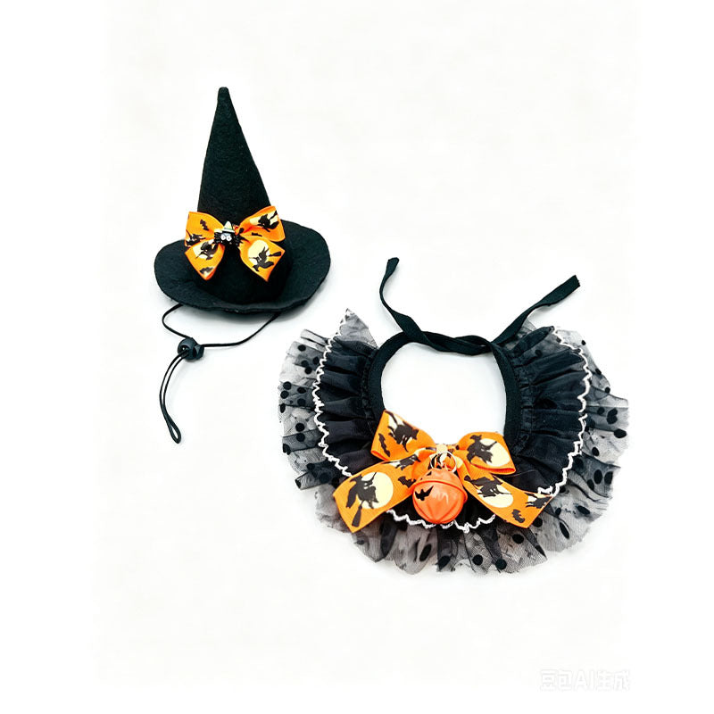 New Cat Bandana Hat Set Halloween Pet Scarf Neckwear Dog Bib Collar