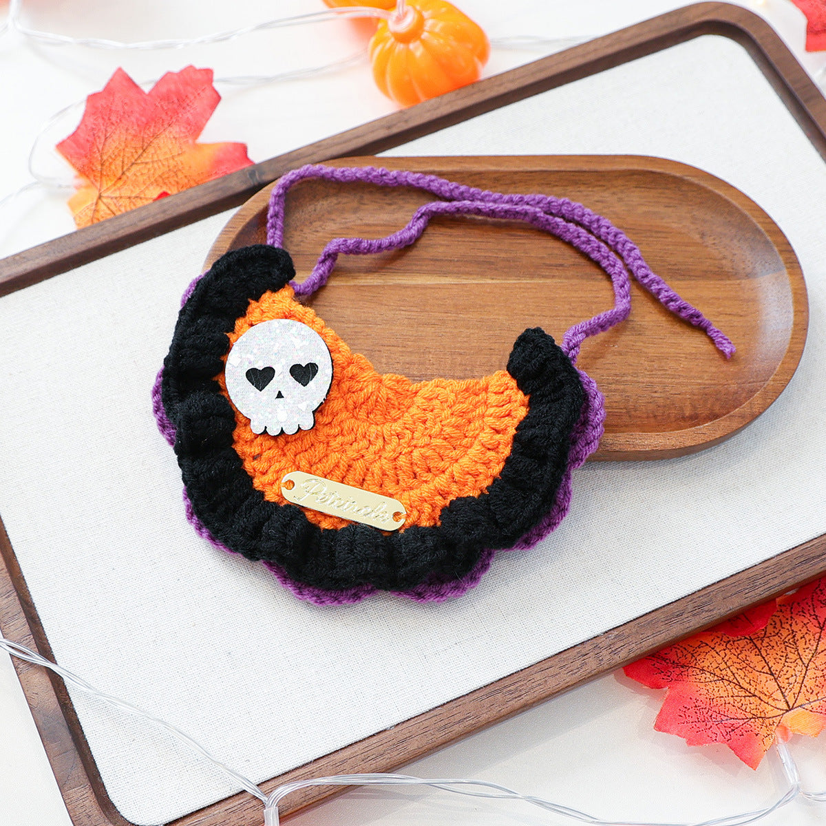 Pet Accessories  Halloween Knitted Gold Label Bandana Cat Dog Bib Festival Costume Neck Scarf
