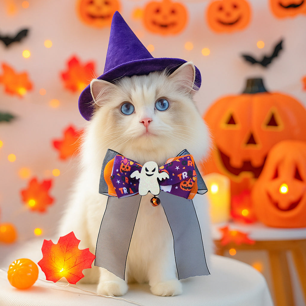 Pet Accessories Halloween Cartoon Ghost Scarf Collar Dog Cat Bow Tie Collar Drop Shipping