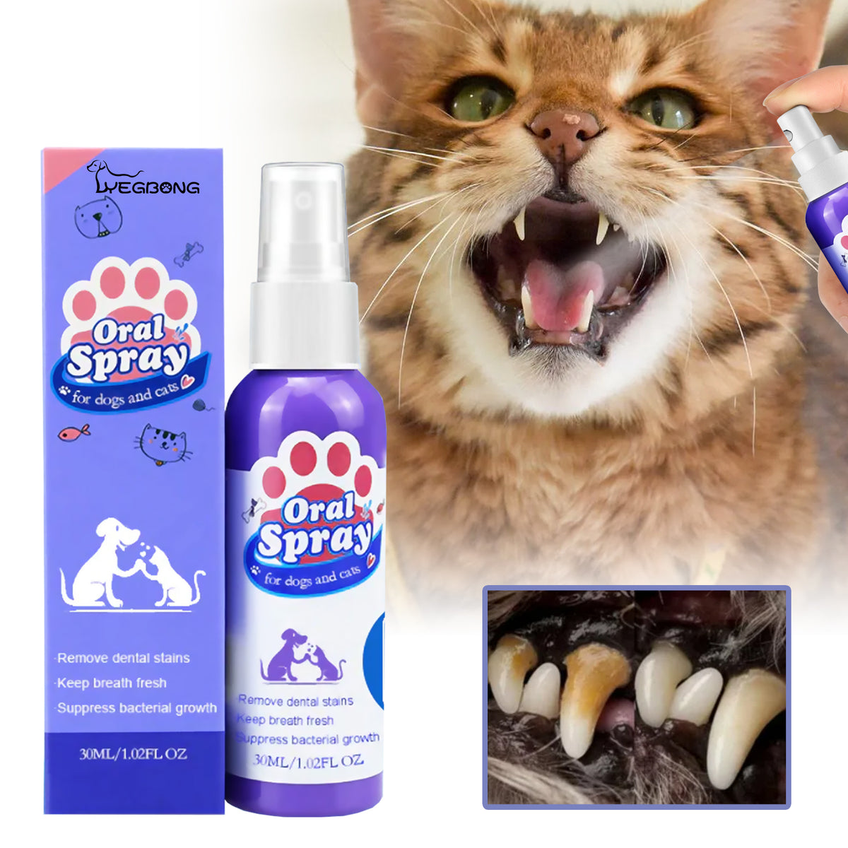 Teeth Cleaning & Fresh Breath Spray for Dogs & Cats