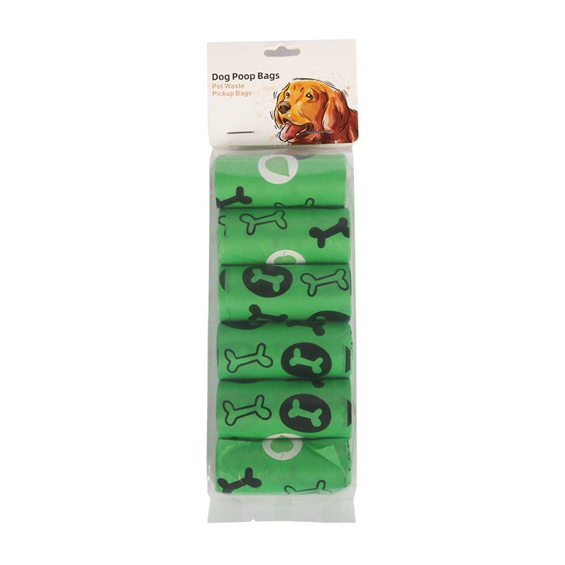 Orange and green pet garbage bags for dogs to pick up feces and defecate