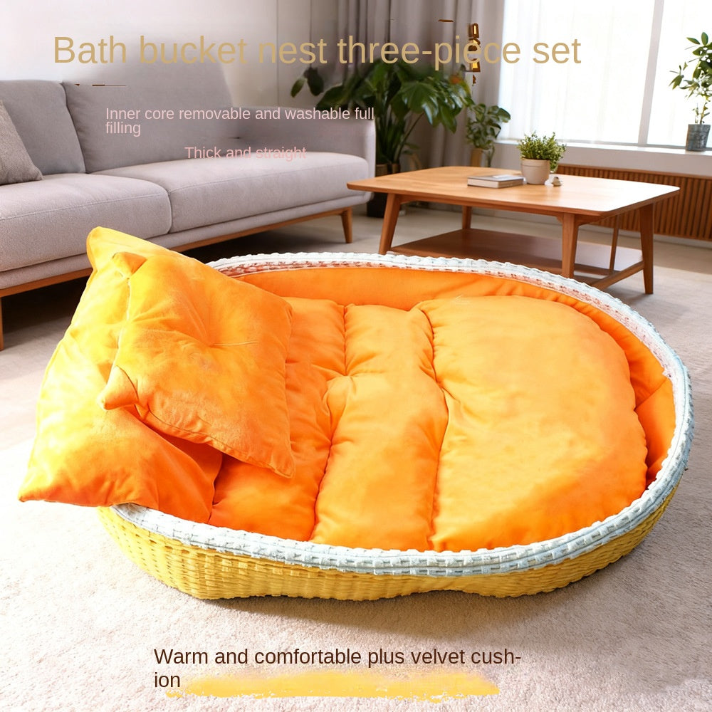 Half-Enclosed Winter Warm Dog House & Pet Bed