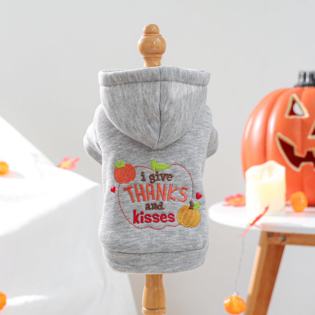 Pet Dog Cat Clothes Halloween Thanksgiving Pumpkin Hoodie Small Dog Apparel