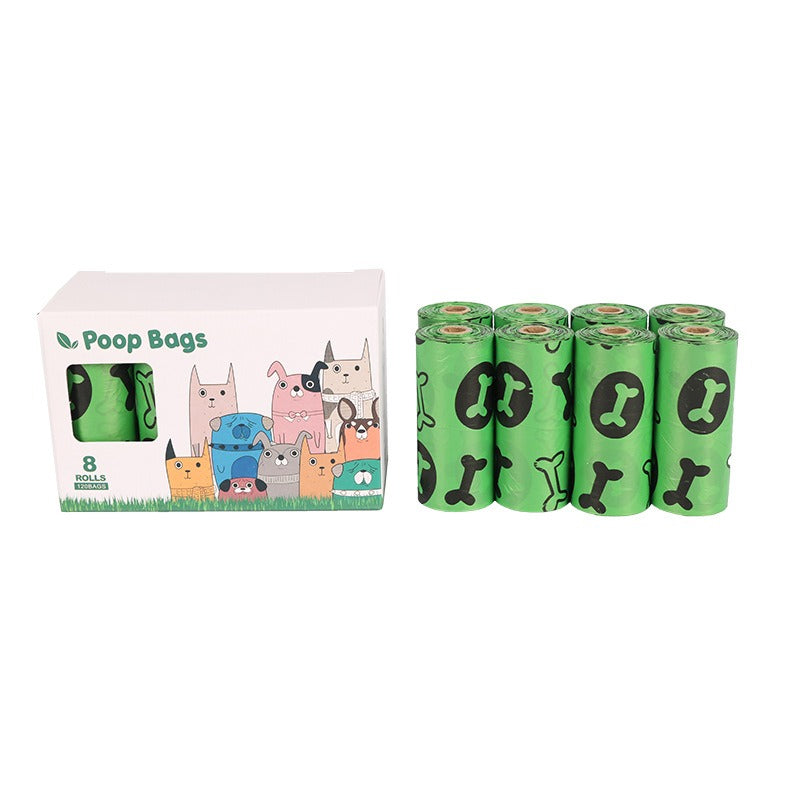 Orange and green pet garbage bags for dogs to pick up feces and defecate