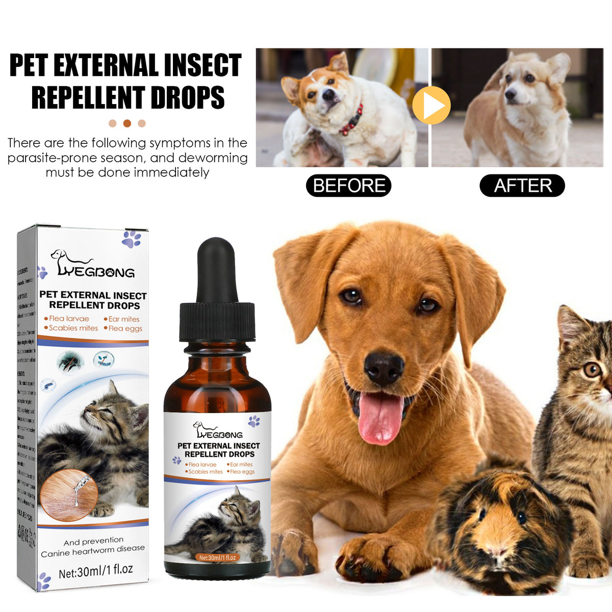 Flea & Tick Repellent Drops for Dogs & Cats