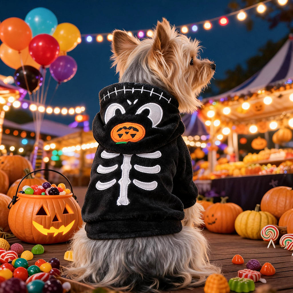 Halloween Skeleton Ghost Hoodie for Small Dogs & Cats