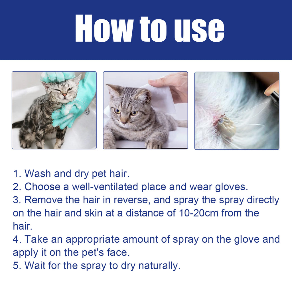 Yegbong Pet Flea Spray, Cat And Dog Pet Skin Cleansing External Lice Tick Anti-Itch Spray