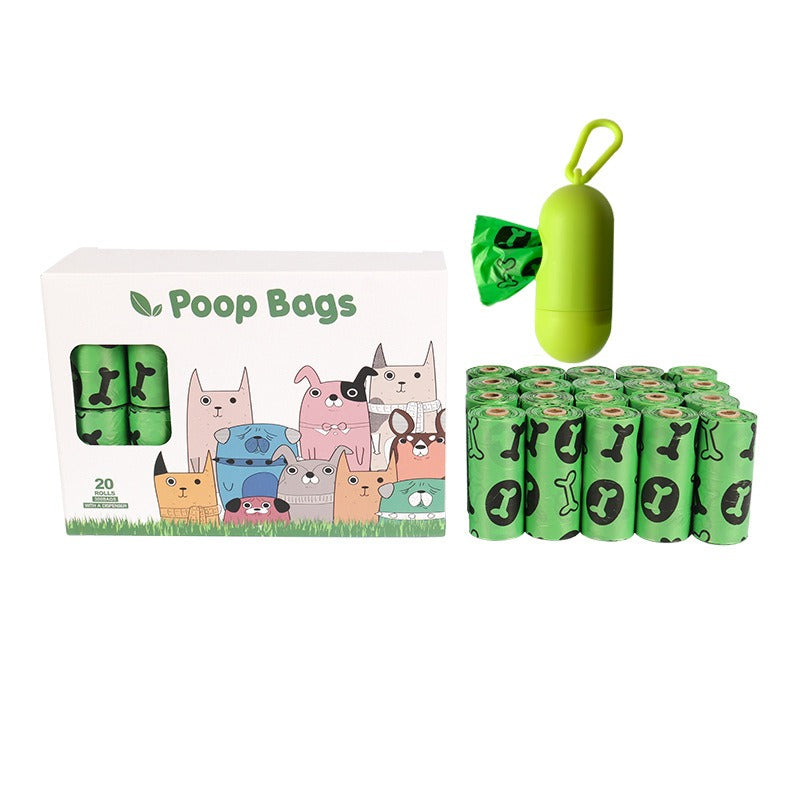Orange and green pet garbage bags for dogs to pick up feces and defecate