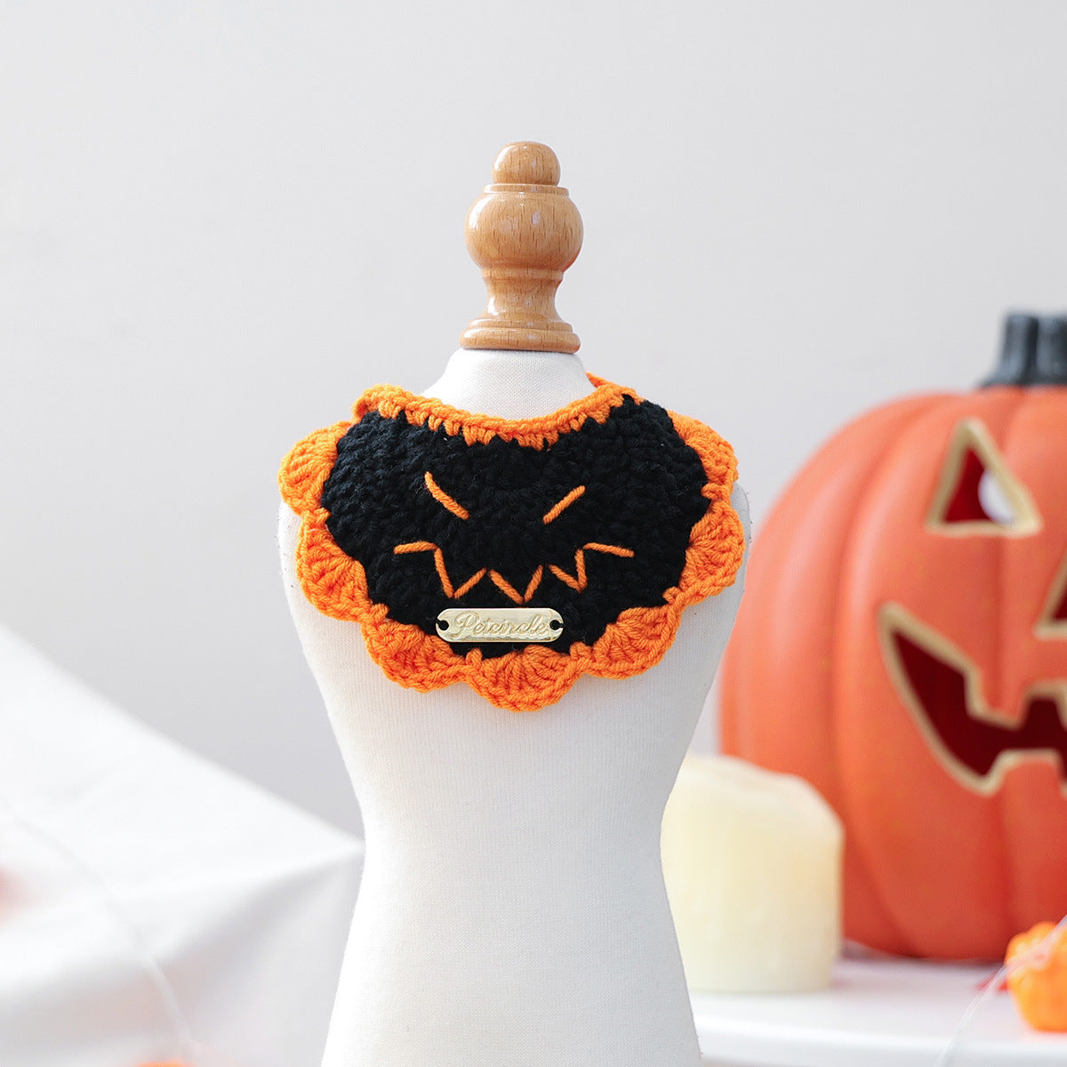 Pet Accessory Halloween Gold Label Knit Bandana Cat Dog Bib Ghost Festival Cartoon Pumpkin Tied Neckwear