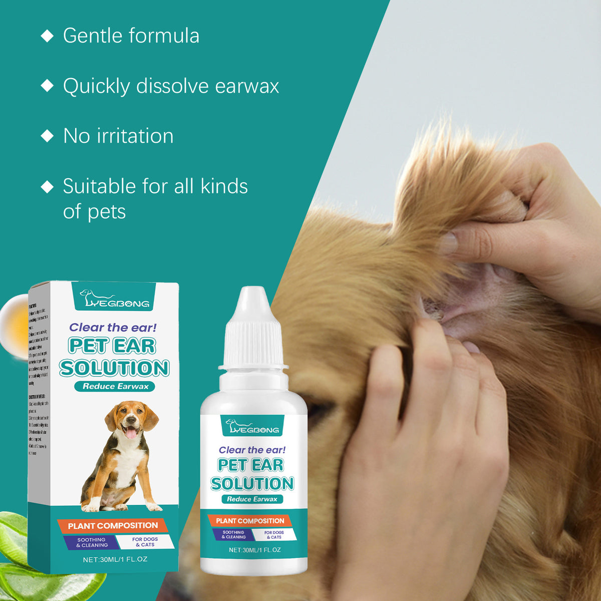 Soothing Ear Wash Drops for Dogs & Cats