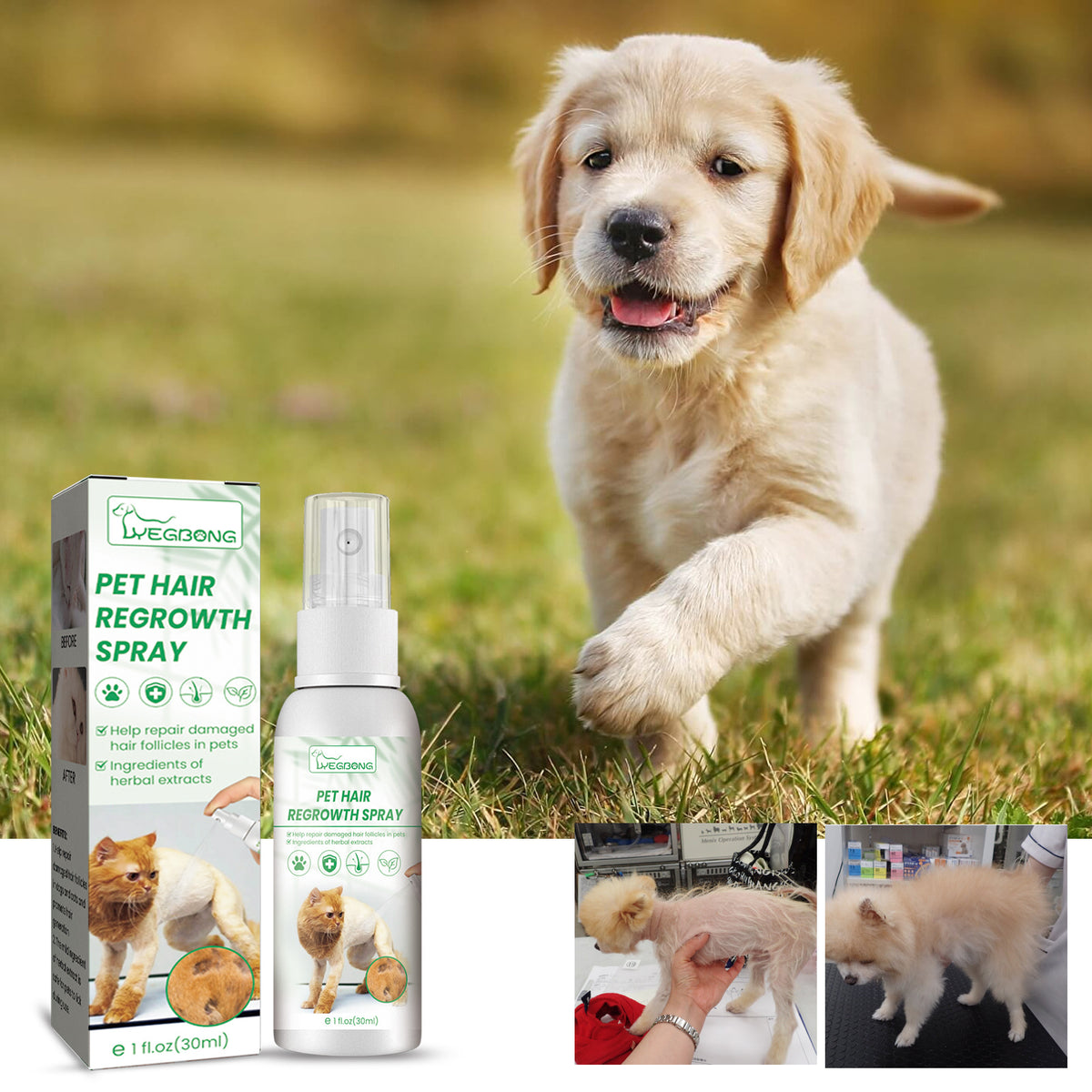 Hair Growth & Repair Spray for Dogs & Cats