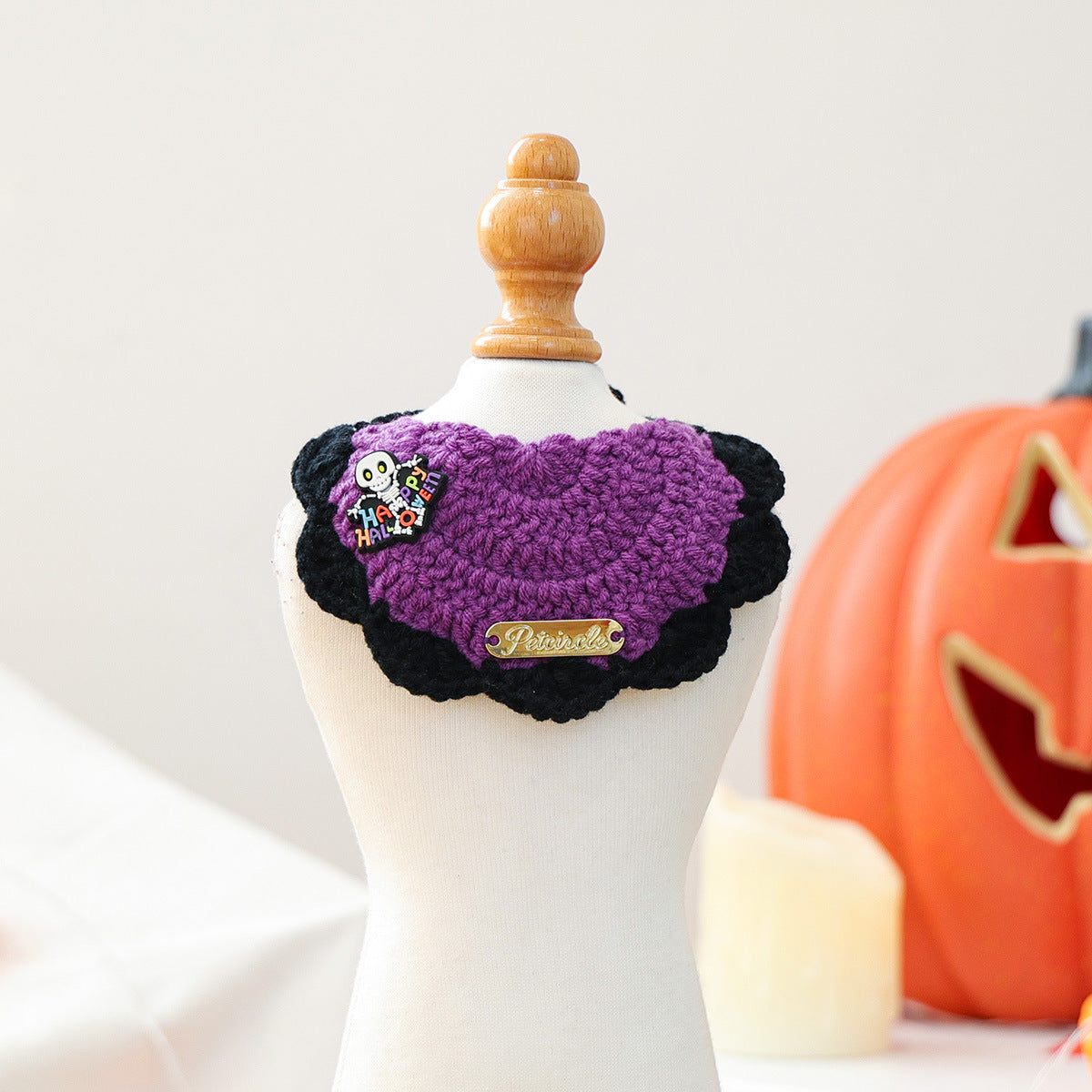 Pet Accessories  Halloween Knitted Gold Label Bandana Cat Dog Bib Festival Costume Neck Scarf
