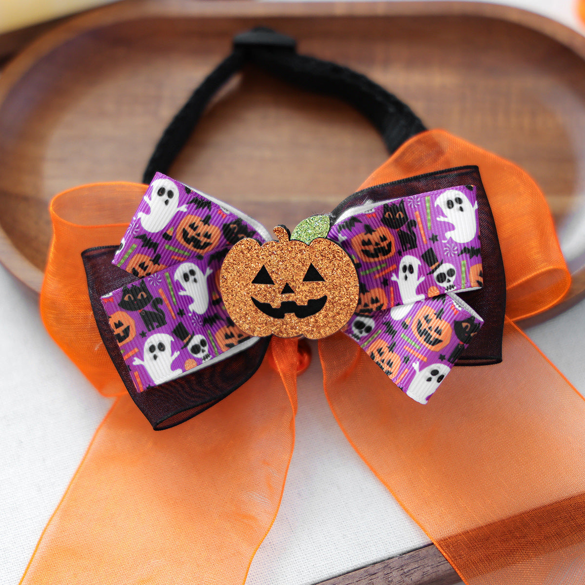 Pet Accessories Halloween Cartoon Ghost Scarf Collar Dog Cat Bow Tie Collar Drop Shipping