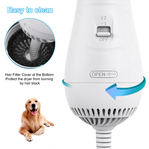 2-in-1 Low Noise Pet Hair Dryer & Grooming Comb