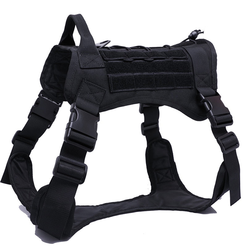 Military Tactical Dog Harness with Handle & Bungee Leash