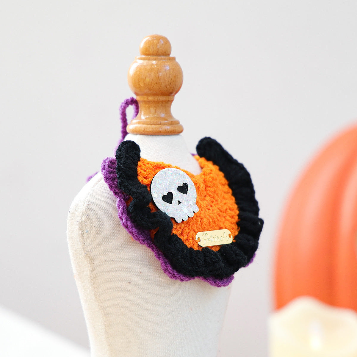 Pet Accessories  Halloween Knitted Gold Label Bandana Cat Dog Bib Festival Costume Neck Scarf