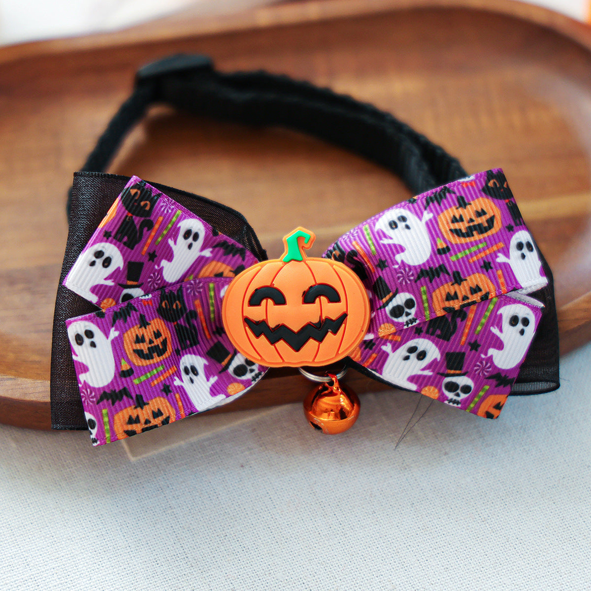 Pet Accessories Halloween Cat Dog Decoration Collar Funny Glow-in-the-Dark Skull Dog Bow Tie Collar