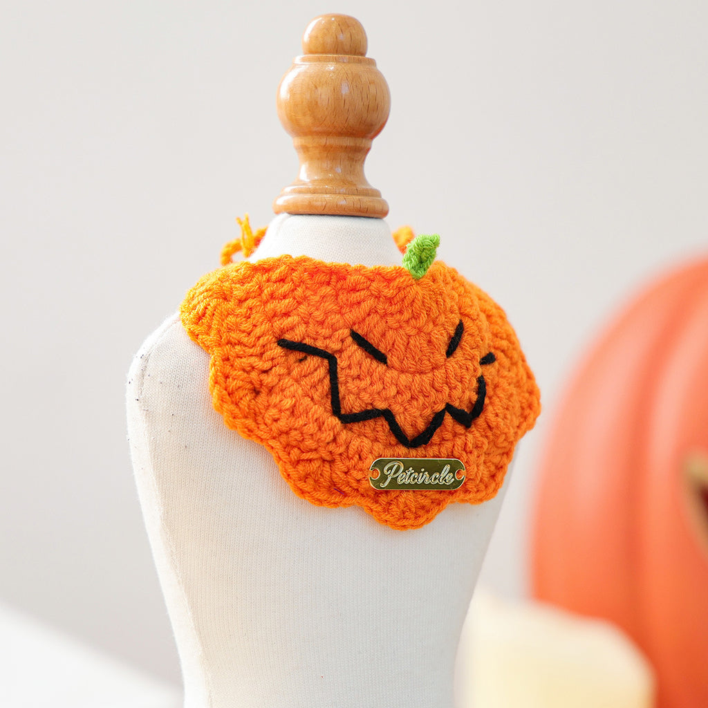 Pet Accessory Halloween Gold Label Knit Bandana Cat Dog Bib Ghost Festival Cartoon Pumpkin Tied Neckwear