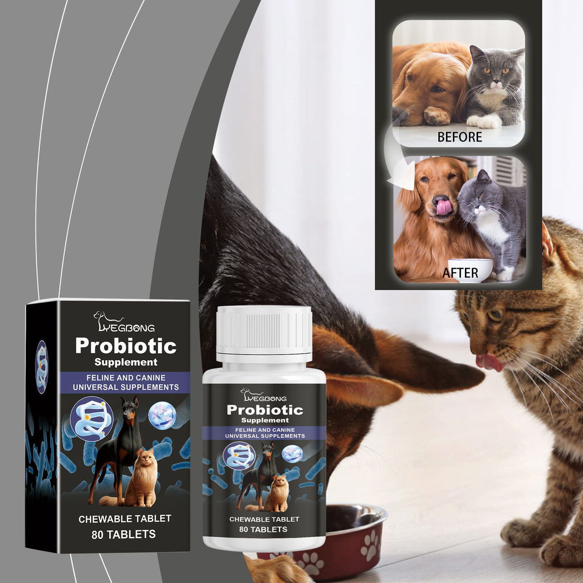 Daily Probiotic Tablets for Dogs & Cats