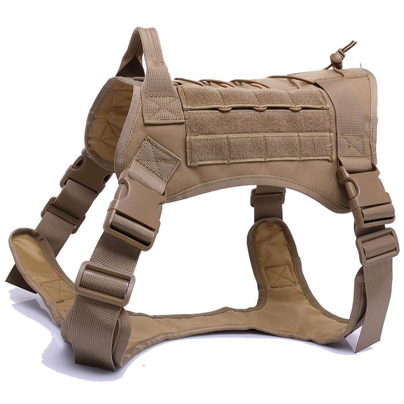 Military Tactical Dog Harness with Handle & Bungee Leash