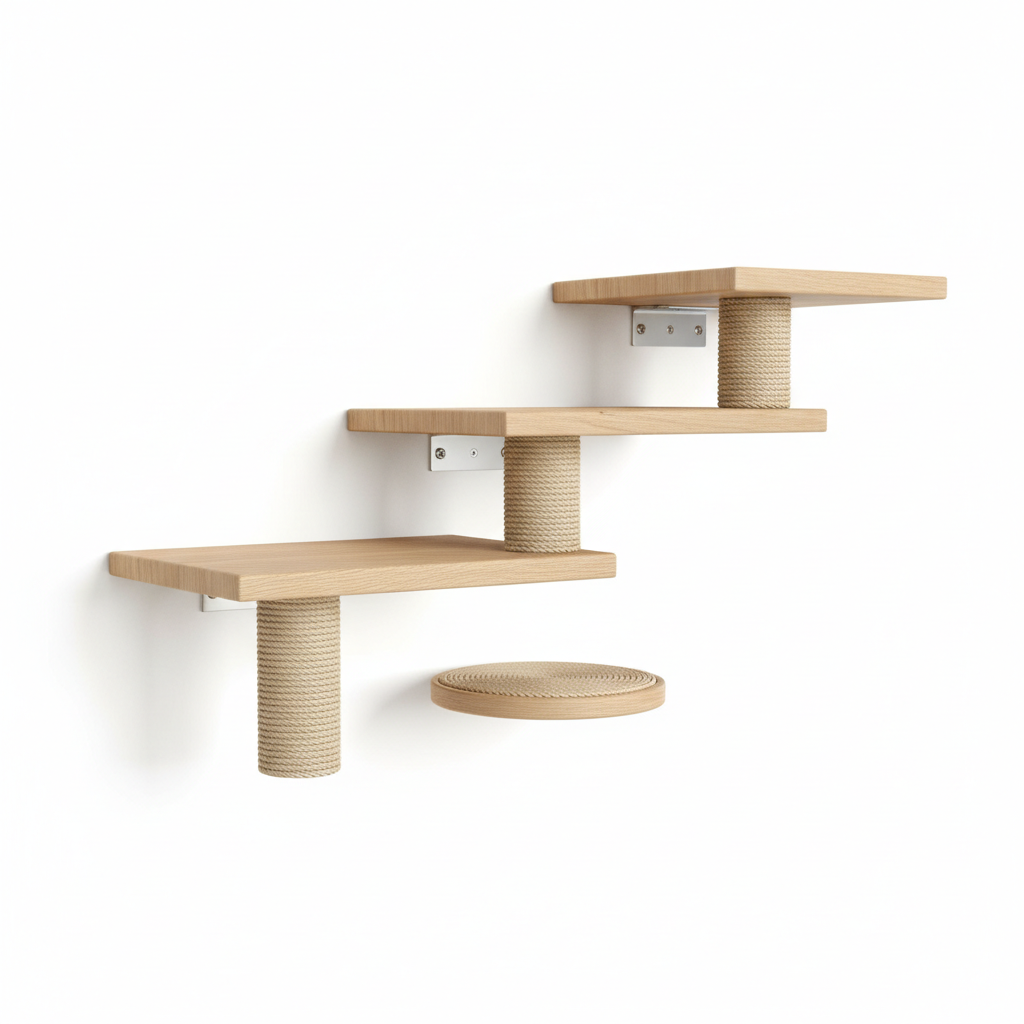 Wall-Mounted Cat Scratching Post Set